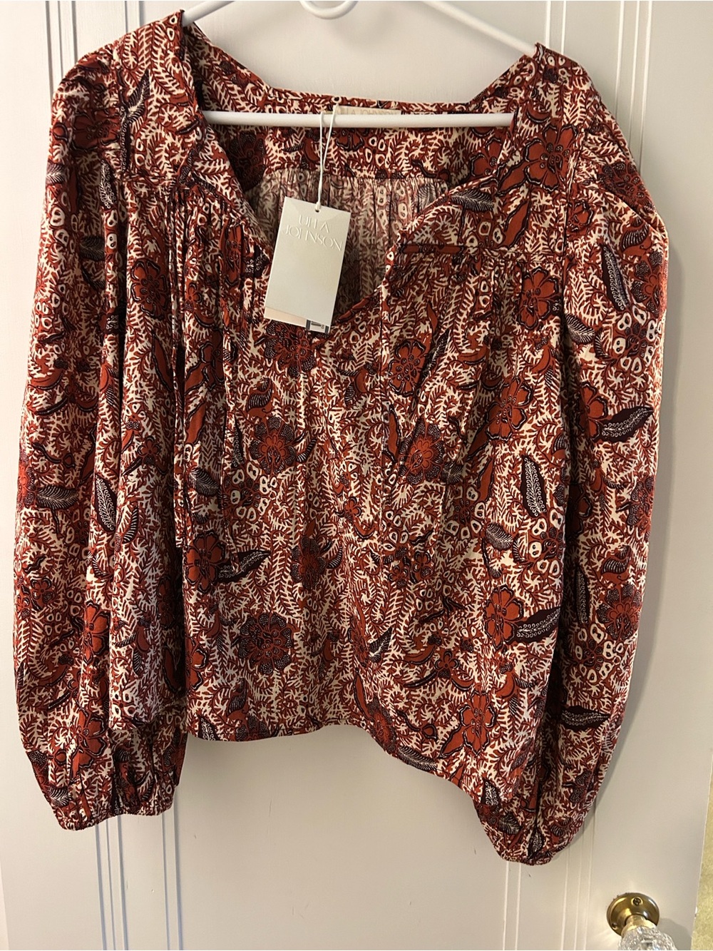 Ulla Johnson Isse Rust Floral Peasant Blouse